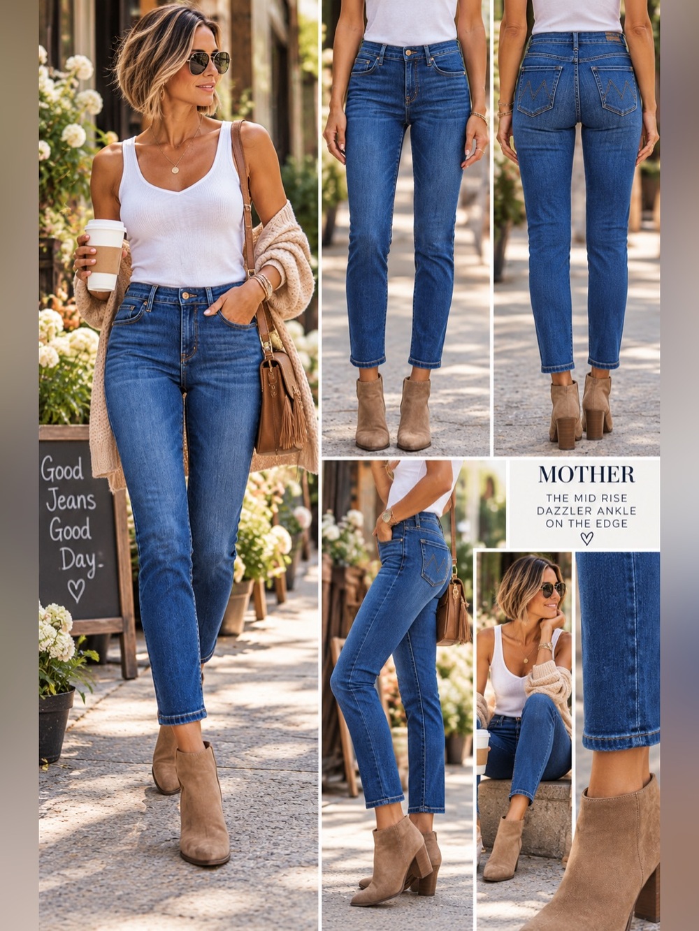 MOTHER “The High Rise Dazzler Ankle” High Rise Jeans In On The Edge Wash Size 32
